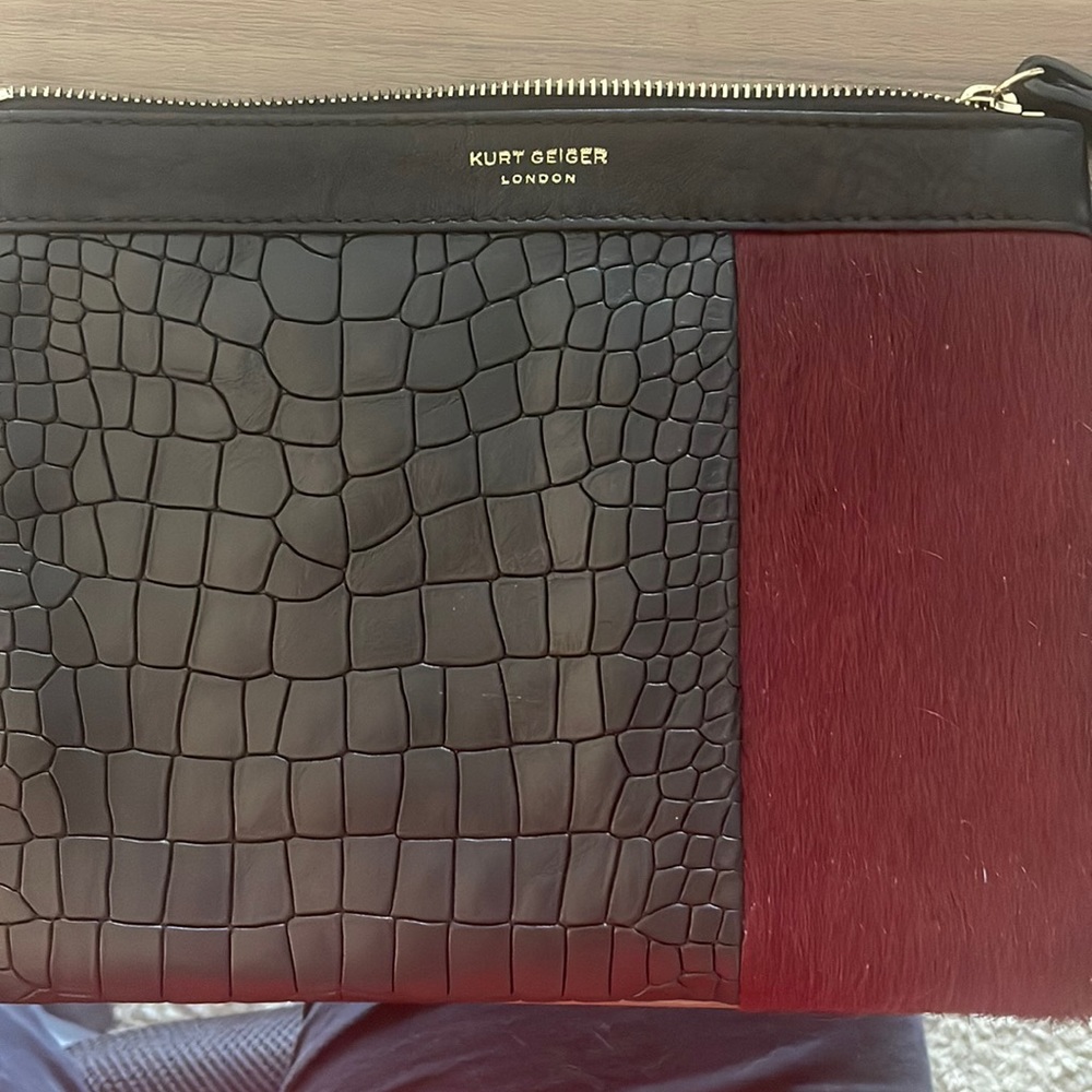 Kurt Geiger Leather and Calf Hair Clutch